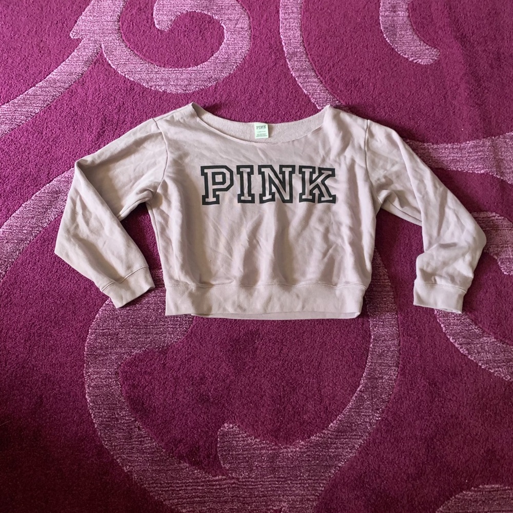 Pink wide neck sweatshirt logo xl